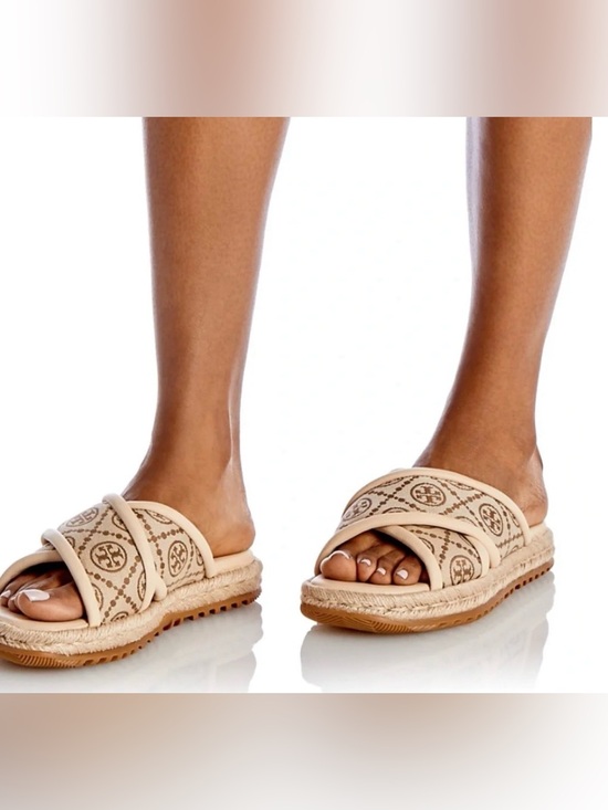 Tory Burch Shoes - Tory Burch T Monogram Crisscross Espadrille Slide Sandals